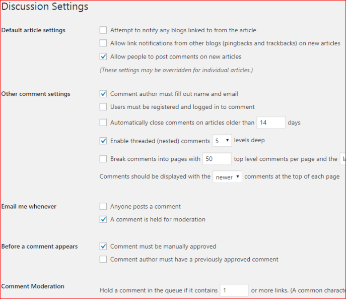 discussion settings